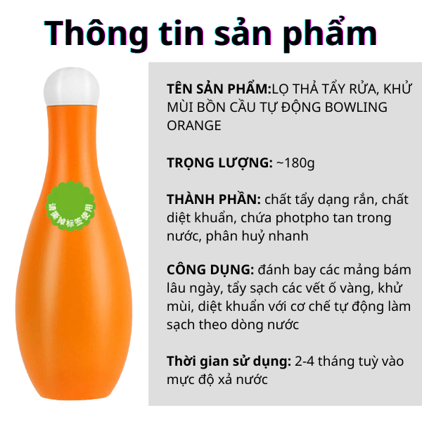 ngochome Lọ Thả Tẩy Rửa, Khử Mùi Bồn Cầu Tự Động Bowling Orange 19