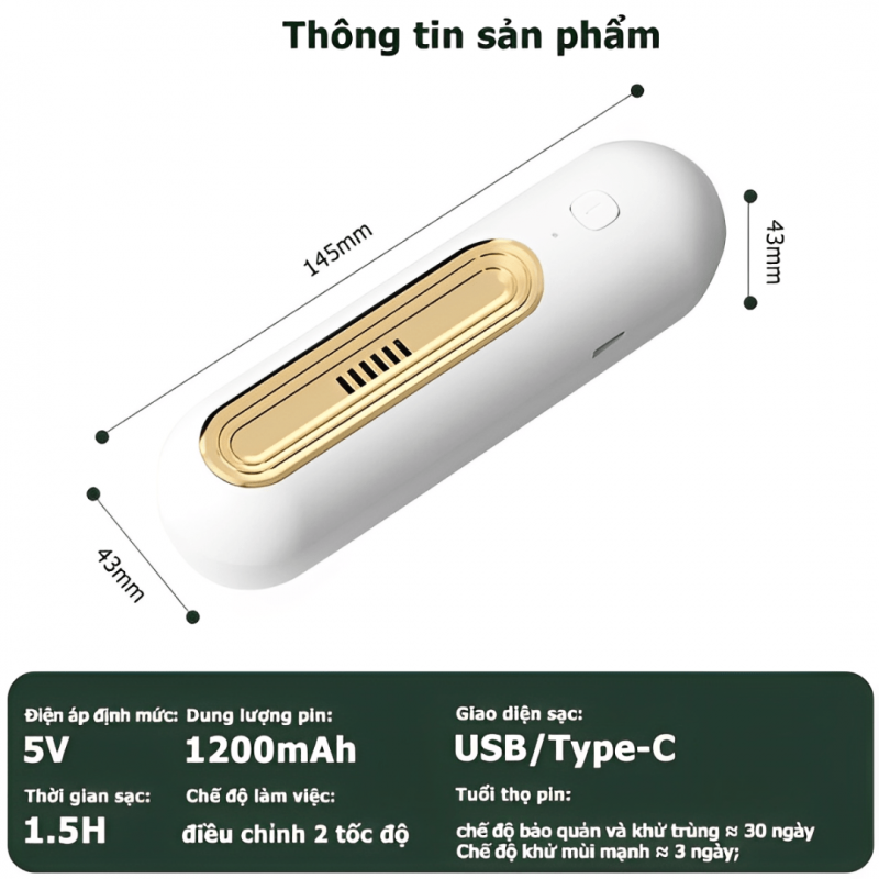 ngochome Máy Lọc Không Khí Diệt Khuẩn Tủ Lạnh 19