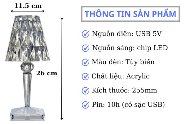 ngochome Đèn Led Pha Lê 3D Để Bàn Cao Cấp 8