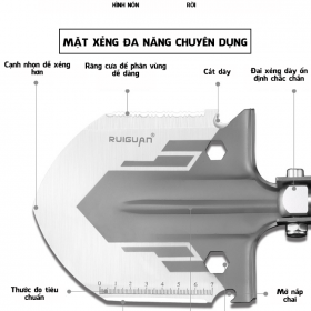 ngochome Xẻng Quân Dụng Đa Năng Cao Cấp 12 Trong 1 19